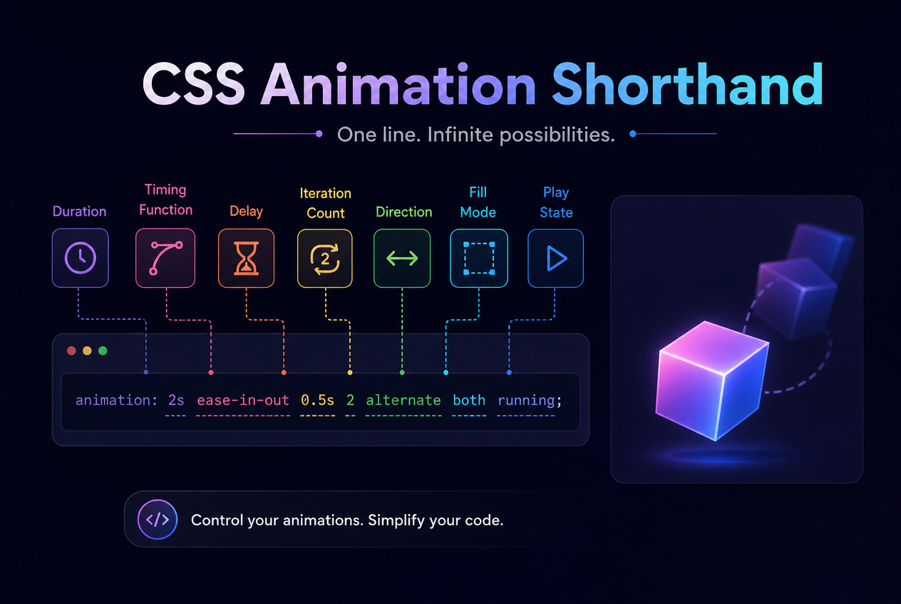 CSS Animation Shorthand Explained: duration, delay, timing-function, iteration-count, direction, fill-mode (2026)